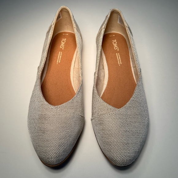 Toms Beige Linen Women's Ballet Flats - Picture 4 of 7